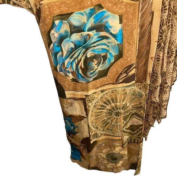 A.K.F. Vintage Womens Jacket Size Medium Rayon Scarf Art To Wear Open Front - Picture 11 of 14